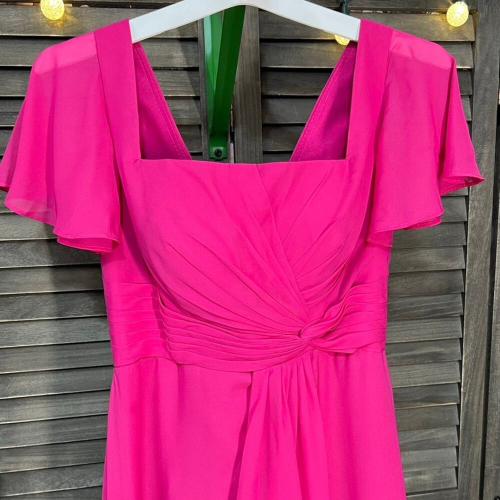 Hot Pink Chiffon Maxi Dress Size 8 NWT Bridesmaid Wedding Guest Side Slit - Picture 4 of 8